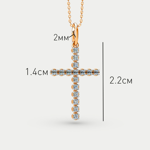 Крест из розового золота 585 пробы с фианитами (арт. 01-418435)