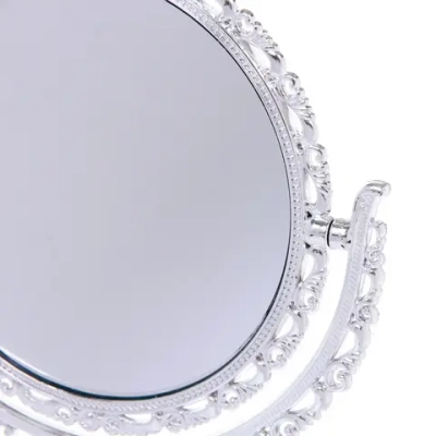 Зеркало настольное в пластиковой оправе «Версаль - Круг», цвет серебро, двухстороннее, с увеличением, 22см
