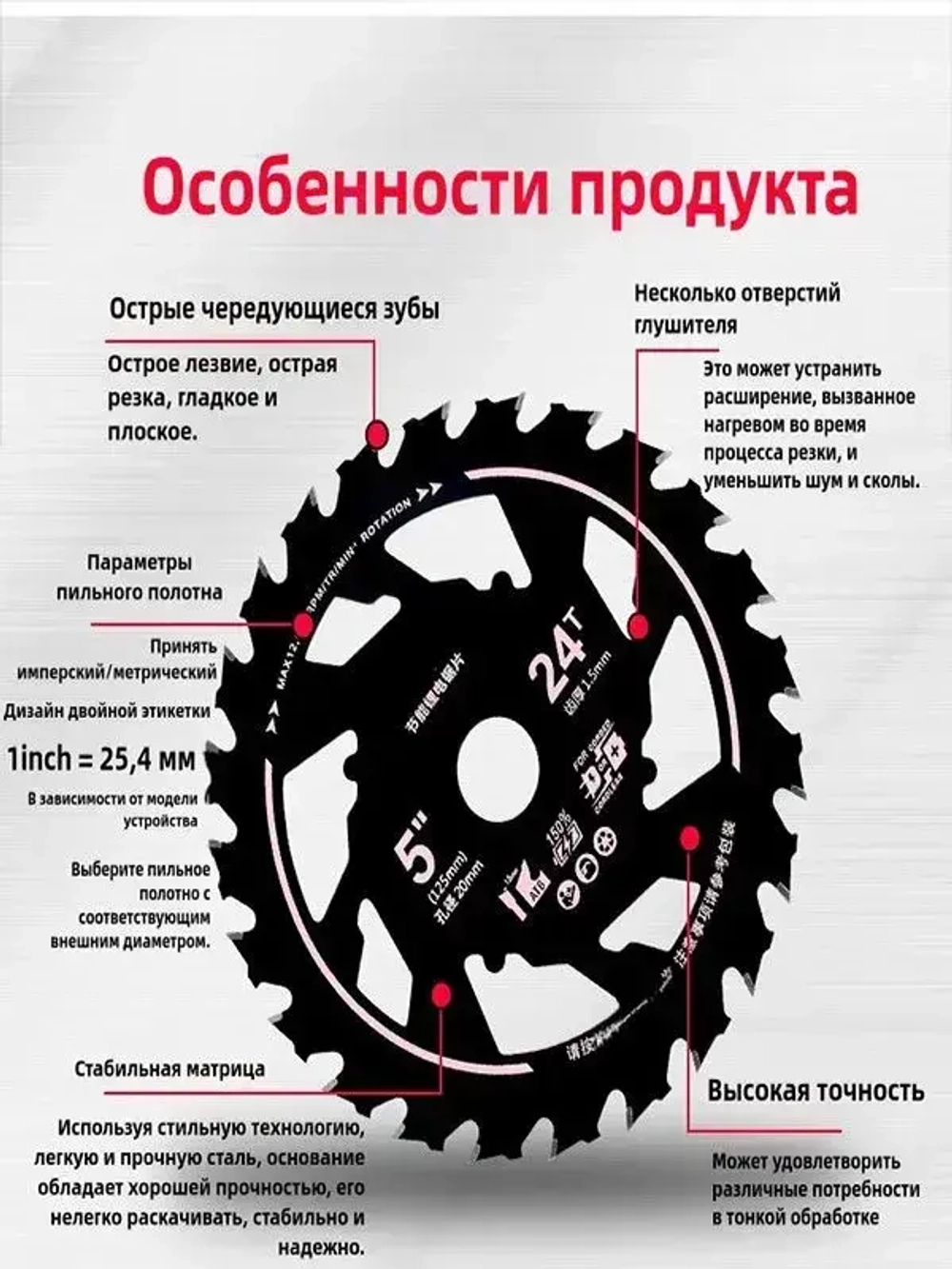 Диск пильный 125 x 1.5 x 20; 24 зуб.