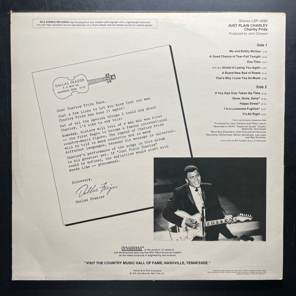 Charley Pride ‎– Just Plain Charley (Германия 1970г.)