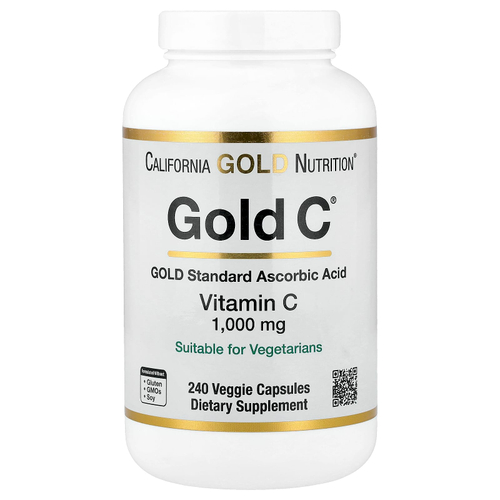 California Gold Nutrition, Gold C®, витамин C класса USP, 1000 мг, 240 вегетарианских капсул