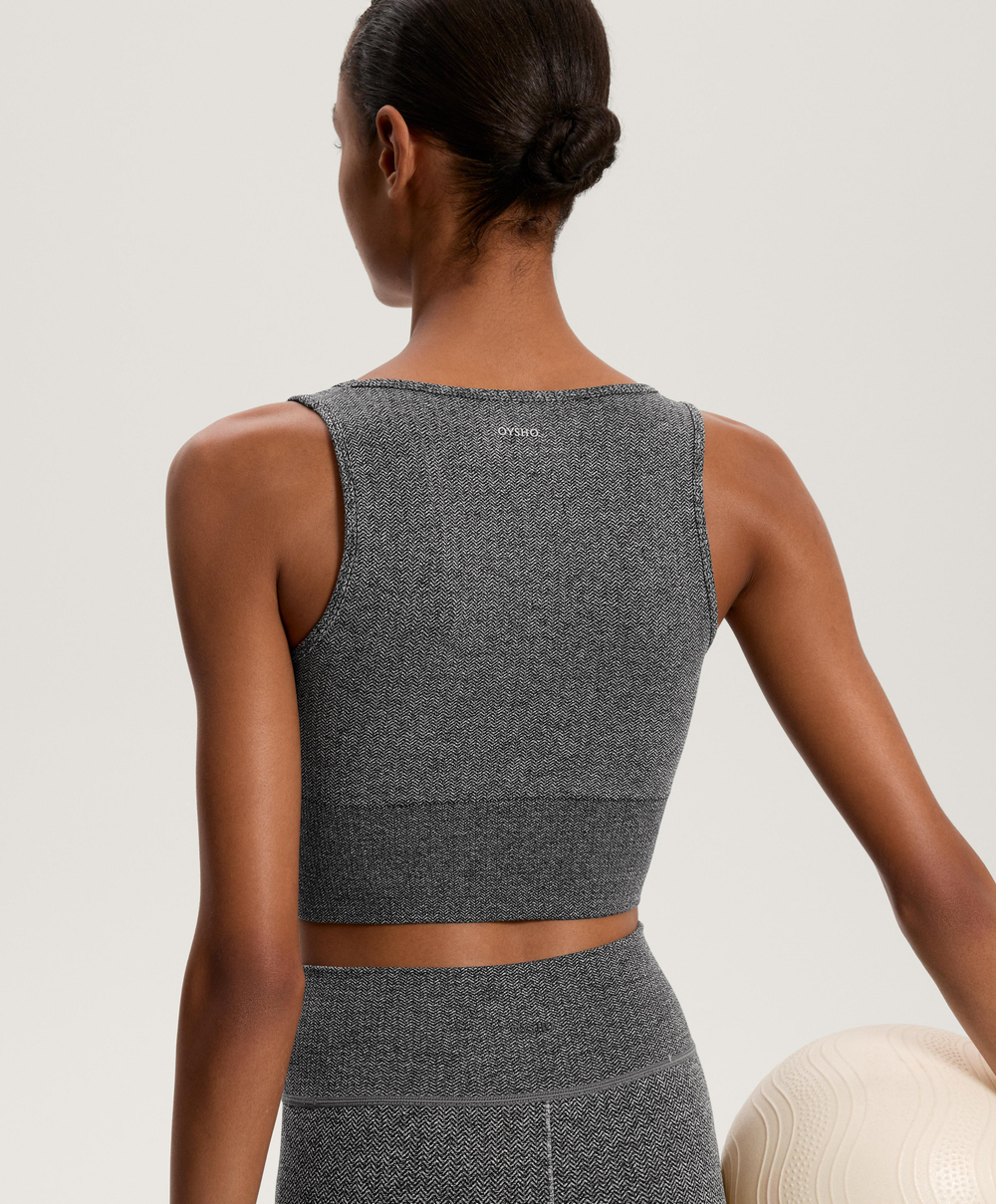 Oysho Бесшовная майка Tank top, темно-серый меланж