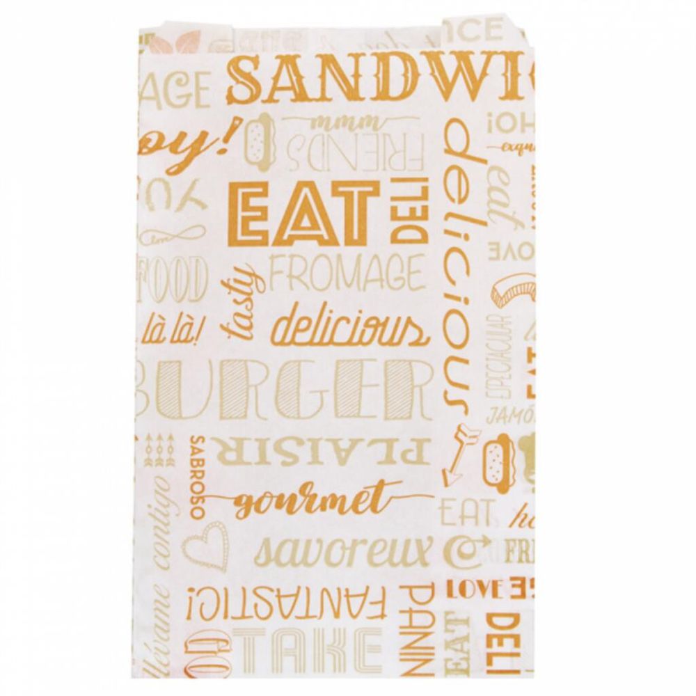 Пакет для гамбургера   14+7*22 см, оранжевый, 500 шт/уп, жиростойкий пергамент, Gar