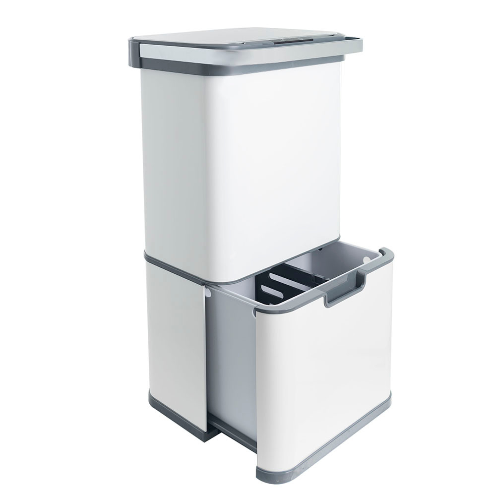 Ведро для раздельного сбора мусора, сенсор, 4 емкости, Foodatlas, JAH-8889, 50л (12+12+13+13) белый