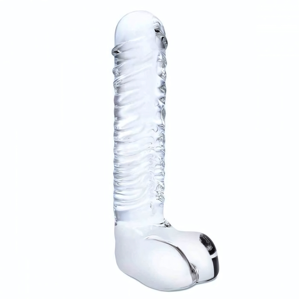 Прозрачный фаллоимитатор 8 Realistic Ribbed Glass Dildo - 20,3 см. (Цвет: прозрачный)