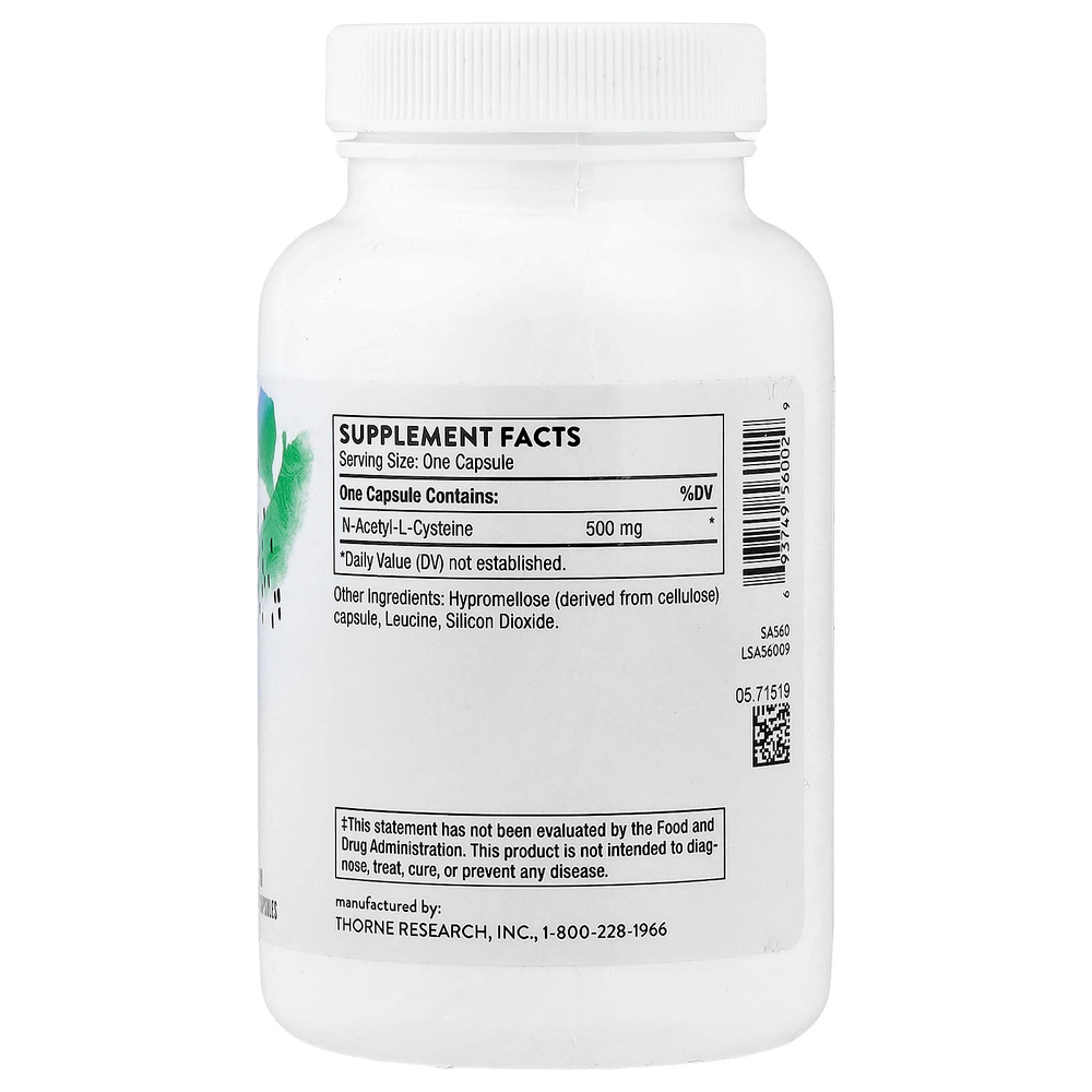 Thorne, NAC, 90 капсул (500 мг в 1 капсуле)