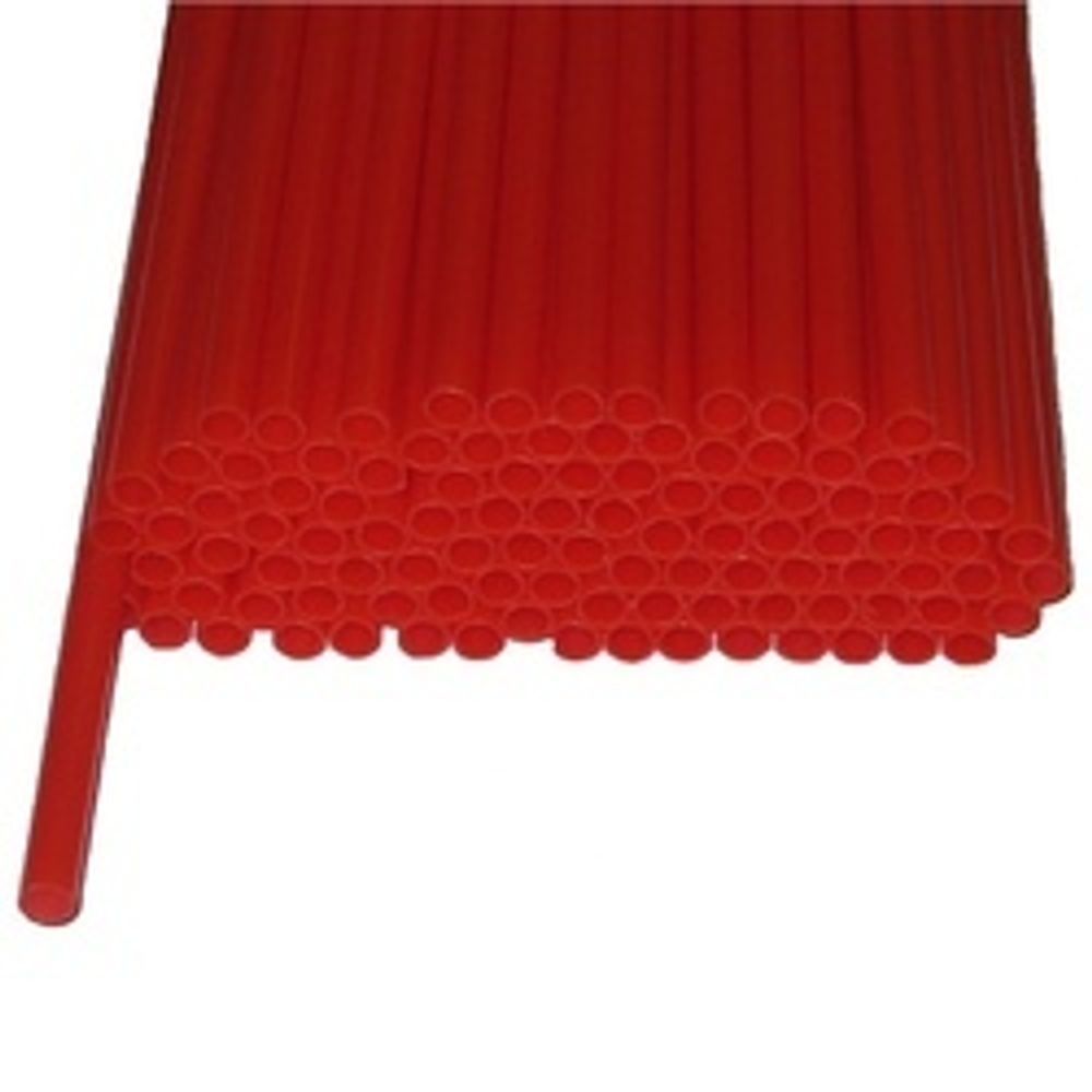 Трубочка полимерная для шаров, флагштоков и сахарной ваты КРАСНАЯ, 100 шт.