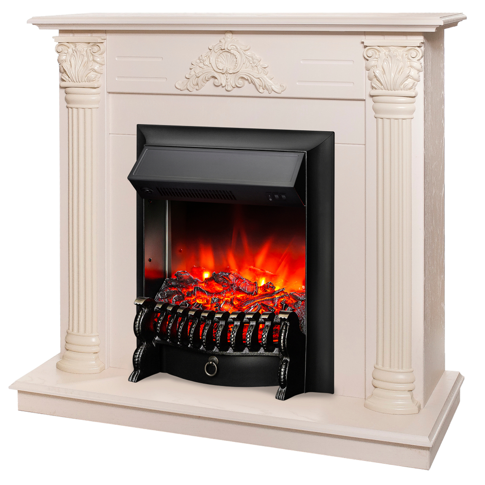 Каминокомплект Real Flame Stefania WT-F612 с очагом Fobos Lux Black (без пульта)