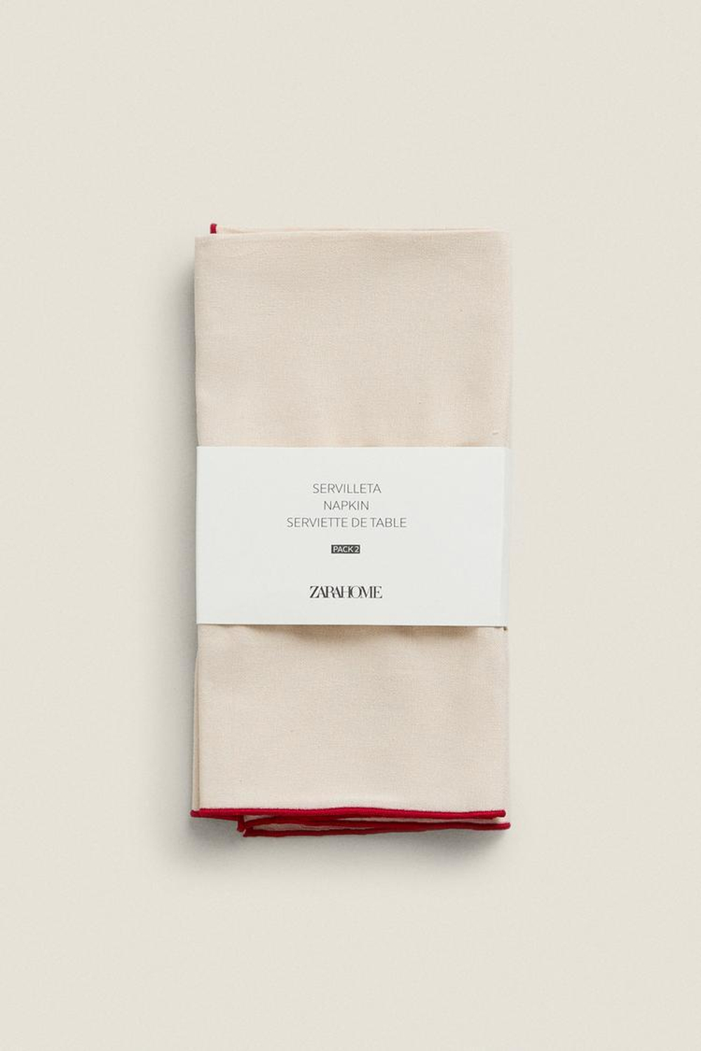 ZARA HOME САЛФЕТКА С ВЫШИВКОЙ, БЕЛЫЙ/КРАСНЫЙ