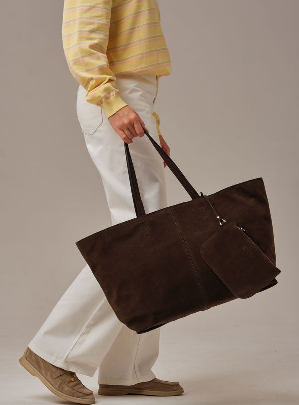 Замшевая сумка шоппер Texas DBR 31390 кофе