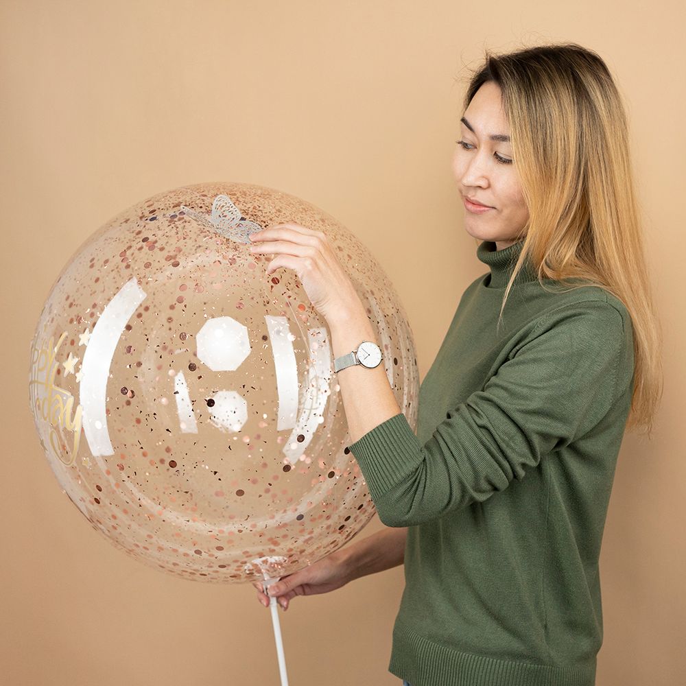 Шар (36''/91 см) Deco Bubble (синяя упаковка), Прозрачный, Кристалл, 1 шт.