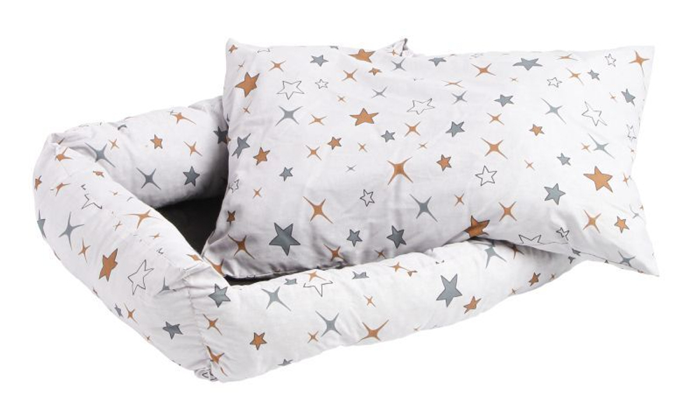 Моськи-Авоськи Лежанка СКАЗКА поплин L 68х52х16 ЗВЕЗДЫ,белая