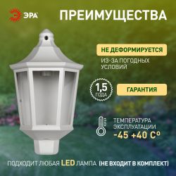 Садово-парковый светильник ЭРА «Ника» НБУ 06-60-003 60Вт белый прозрачный | Садово-парковые светильники