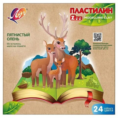 Пластилин 24цв 360гр. ZOO, карт.кор.
