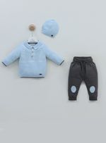 джемпер поло с брюками и шапочкой