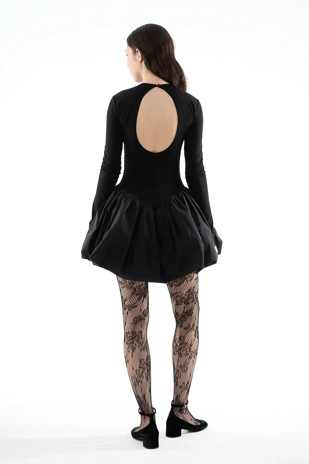 Платье-русалка мини с юбкой из тафты