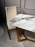 Стол обеденный Ist Casa Ланс Мат, 160х90х75 см, белая керамика, матовое золото