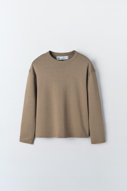 ZARA ОДНОТОННАЯ ФУТБОЛКА - LIMITED EDITION, КОРИЧНЕВЫЙ/СЕРЫЙ