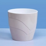 Кашпо для цветов пластиковое 2л d-15см «Грация» со вставкой льняной