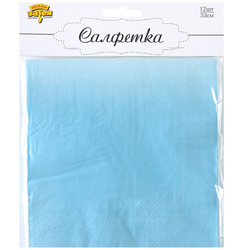 Салфетки однотонные, Пастель, Голубой, 33 см, 12 шт.