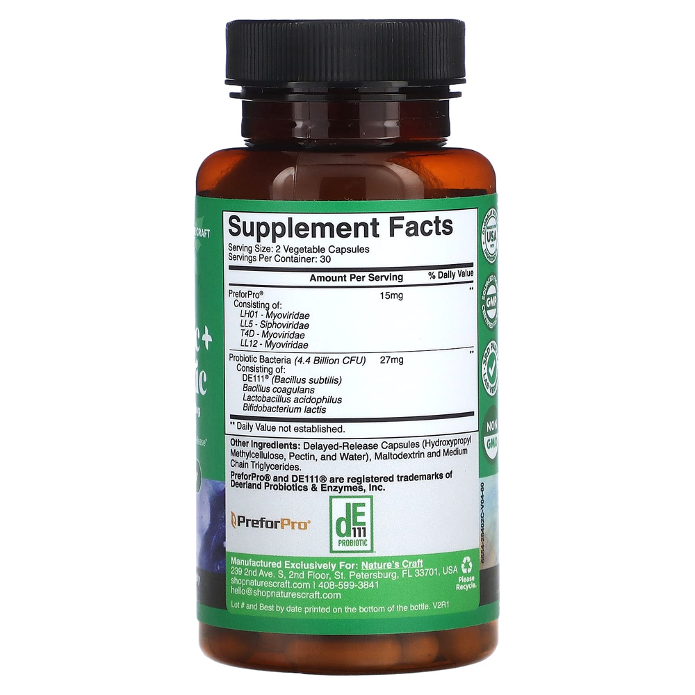 Nature's Craft, пребиотик и пробиотик, 2,2 млрд КОЕ, 60 капсул