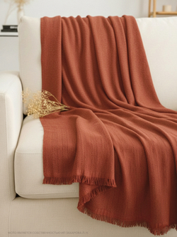 Плед "Merlin" с бахромой 220х240, цвет Терракотовый