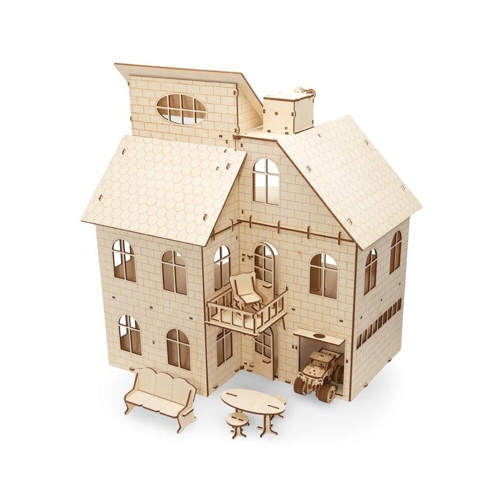 Кукольный дом с лифтом от EWA - Купить, недорого, ANANAZA деревянный конструктор, 3D пазл, сборная модель