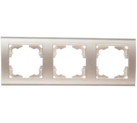 Рамка трехместная горизонтальная "UNIVersal" серия "Бриллиант" серебро (еврослот) (HU2340 )