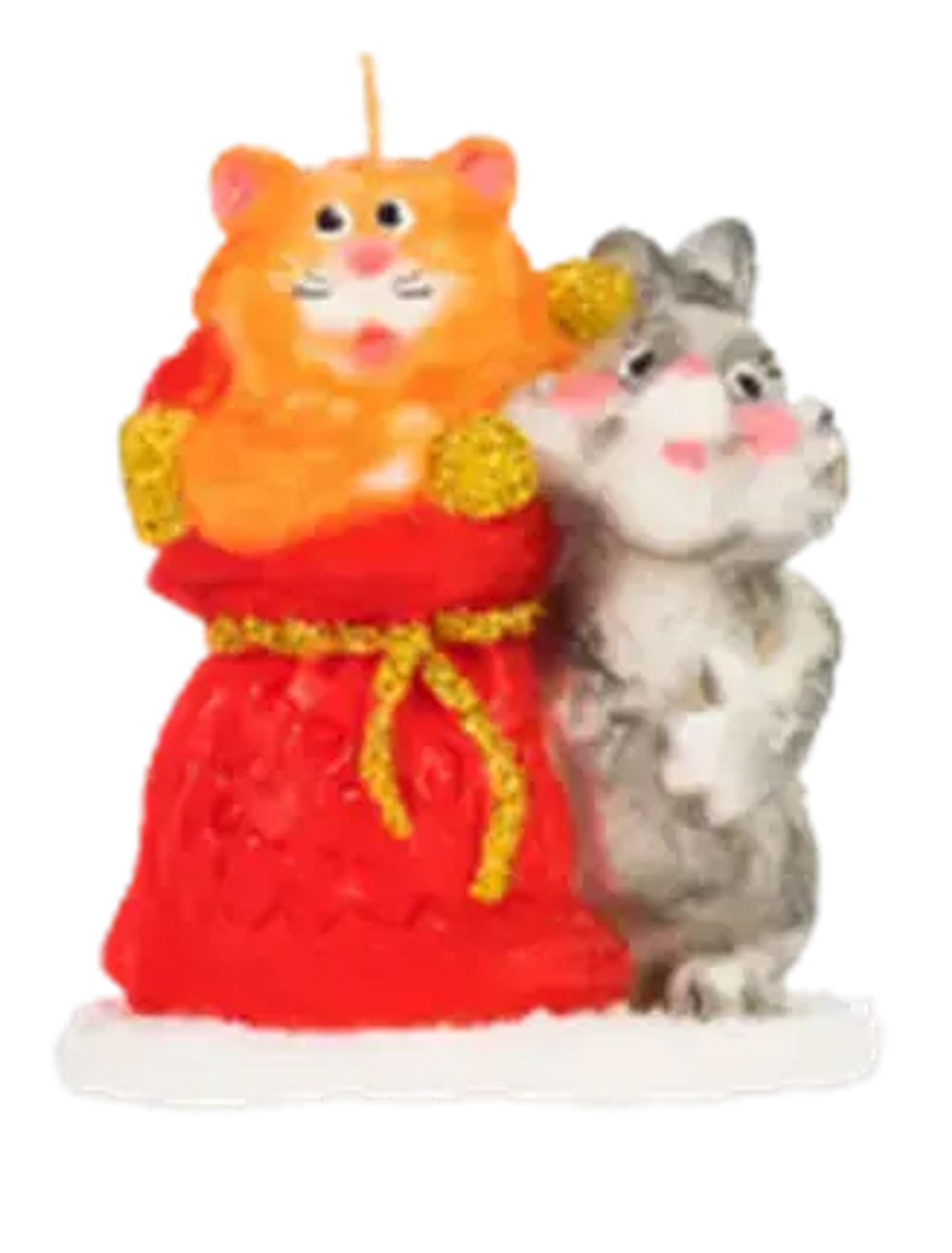 Свеча «Кот и кролик с мешком подарков» 9,3*8*5,1 см