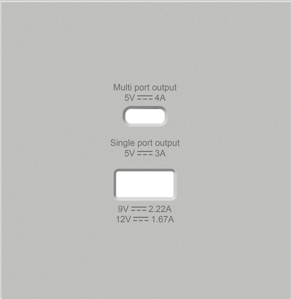 Накладка для розеток USB A+C, матовый серый, серия R98