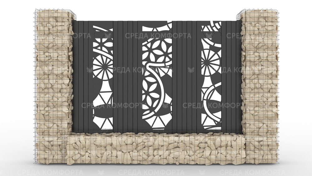 Забор из профлиста 2500х2000 мм ZBR0034 (ворота)