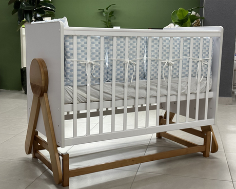 Кроватка для новорождённых Incanto IRIS с поперечным маятником (в т.ч. приставная) цвет белый/бук