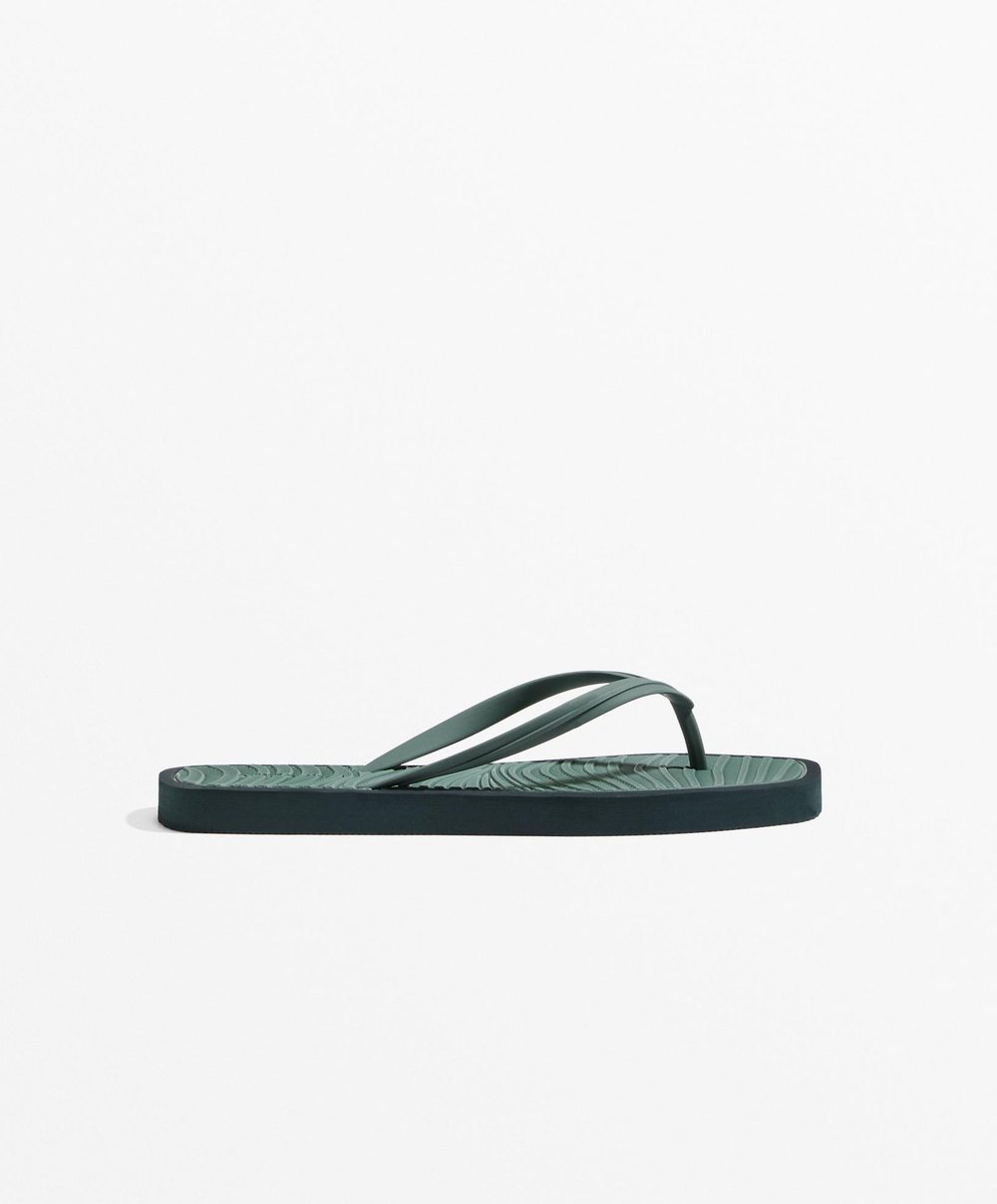Oysho Пляжные шлепанцы с рельефной подошвой, зеленый
