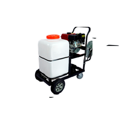 Опрыскиватель бензиновый с катушкой для нагнетающего шланга, на раме с колесами "Умница" модель ОБК-60л
