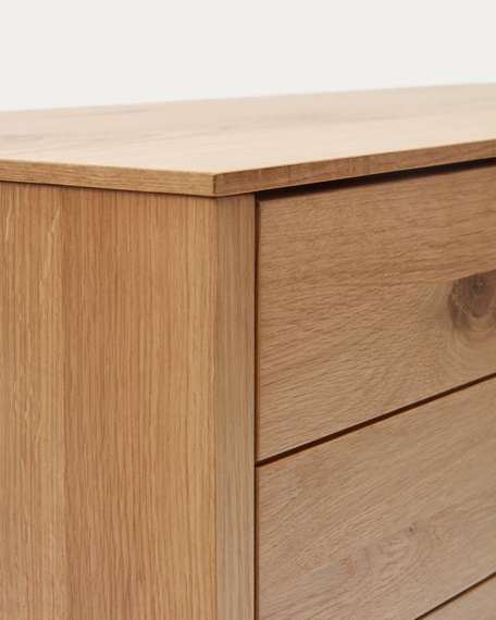 Alguema Комод с 3 ящиками из дубового шпона с натуральной отделкой 100 x 97 см