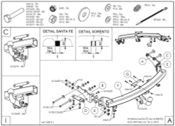Фаркоп оцинкованный Galia H091A для Hyundai Santa Fe 2012-2018, Kia Sorento 2012-2015, 2015-(паспорт и сертификат в комплекте)(без электрики)