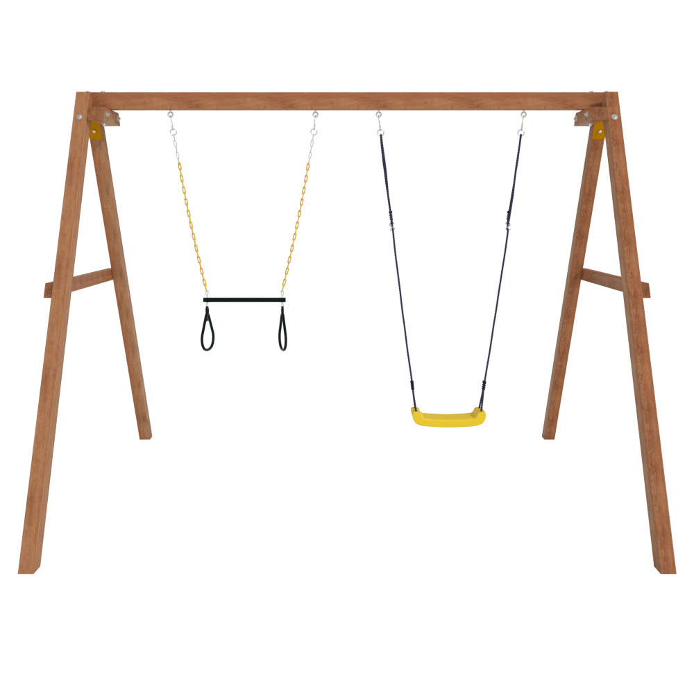 Деревянные качели с трапецией