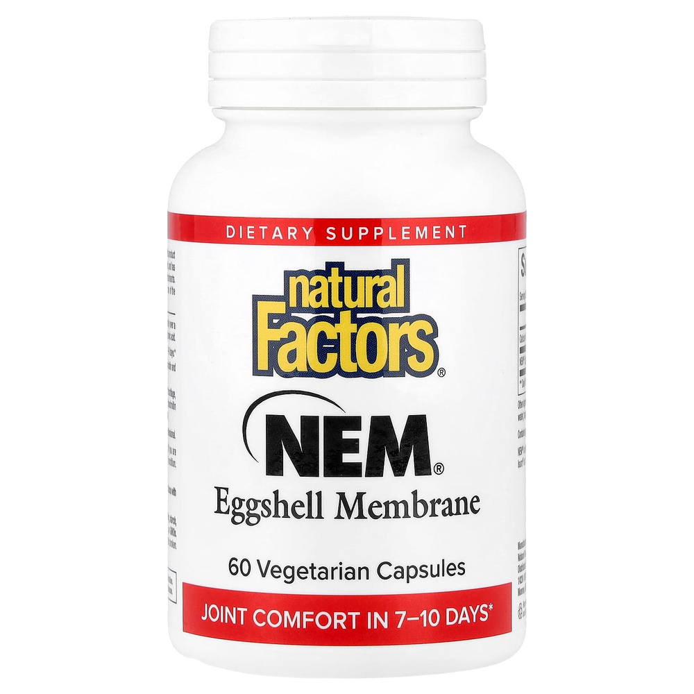Natural Factors, NEM, натуральная оболочка из яичной скорлупы, 60 вегетарианских капсул