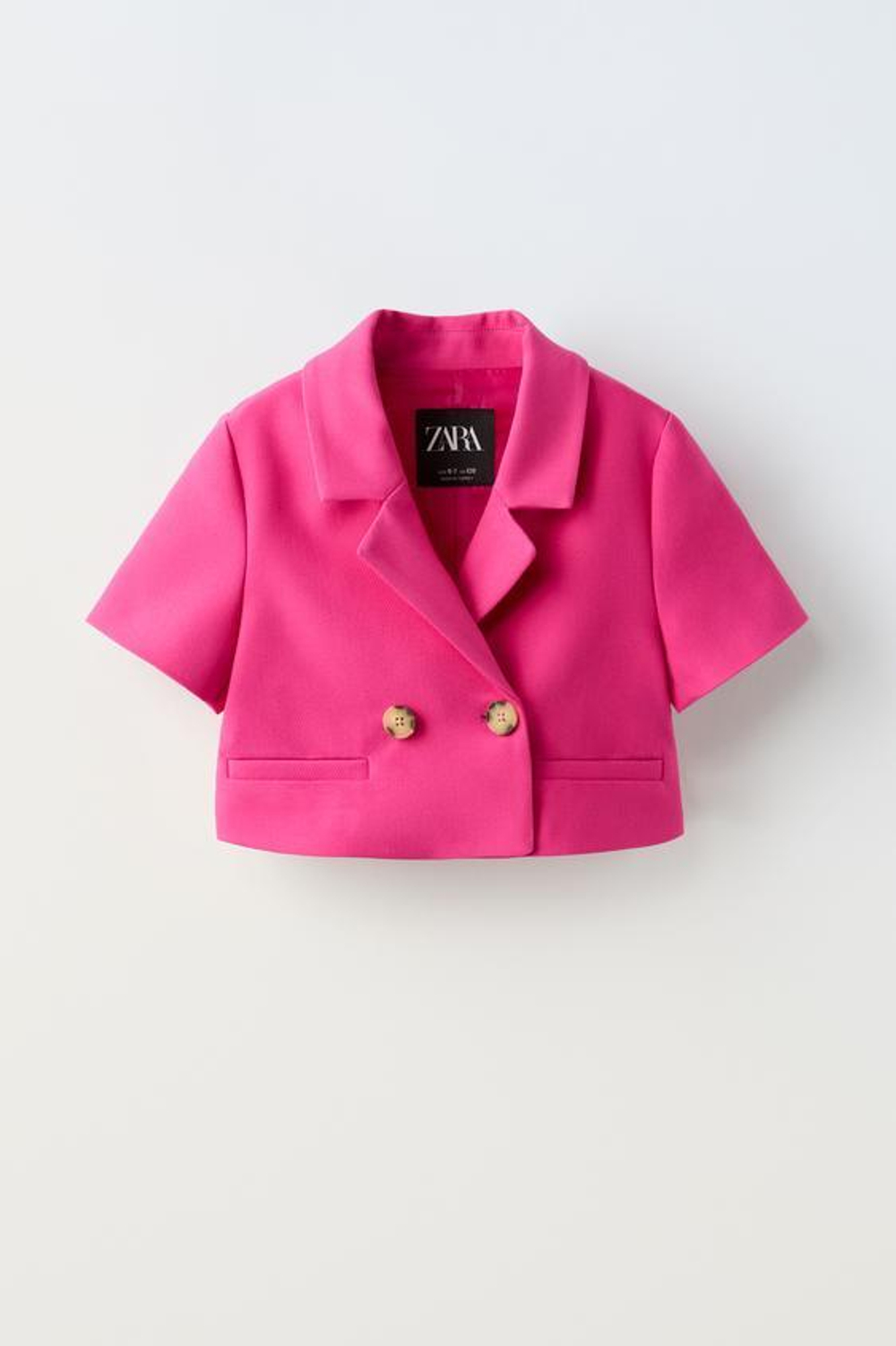 ZARA УКОРОЧЕННЫЙ БЛЕЙЗЕР С ПУГОВИЦАМИ, ЦВЕТ ФУКСИИ