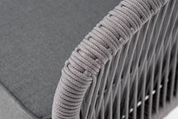 "Канны" кресло плетеное из роупа, каркас алюминий белый муар, роуп светло-серый круглый, ткань серая 017