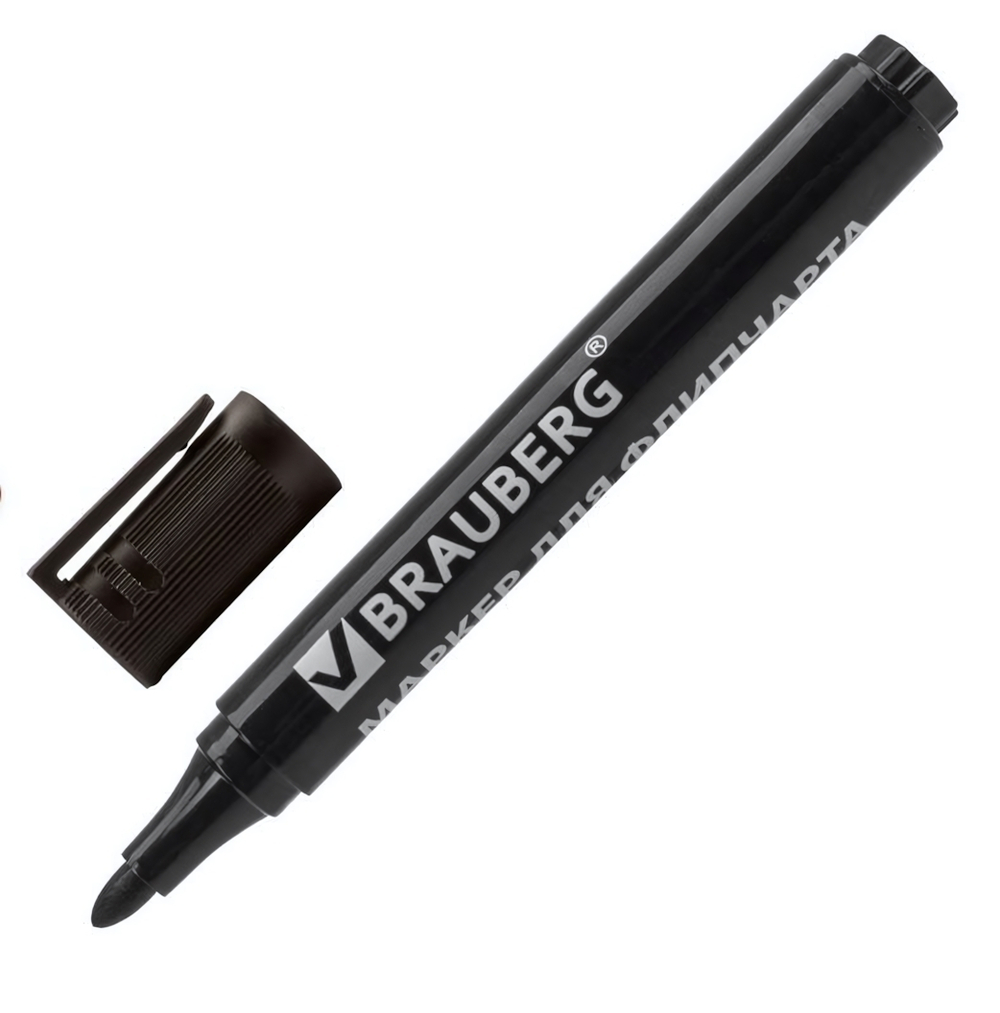 Маркер для бумажного флипчарта,2,5мм черный НЕПРОПИТЫВАЮЩИЙ (BRAUBERG)