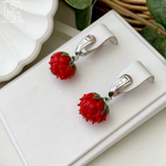 LEFIREL' Серьги серебряные женские "Клевер" с цветами из муранского стекла / ювелирные украшения из родированного серебра 925