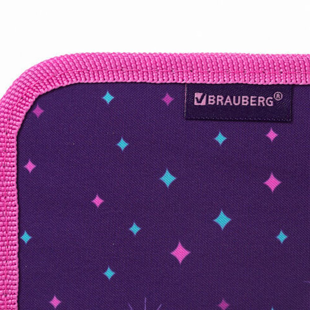 Пенал с наполнением BRAUBERG, 1 отделение, 1 откидная планка, полиэстер, 24 предмета, 21х14 см, "Sweet dream", 270316