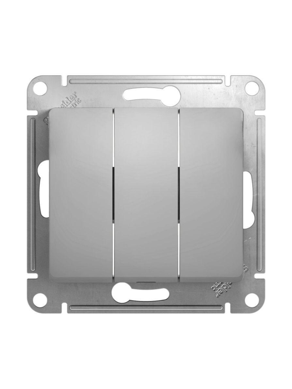 Выключатель 3-кл. СП Glossa 10А IP20 (сх. 1+1+1) 10AX механизм алюм. SE GSL000331