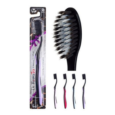 Щетка зубная с древесным углем и наночастицами серебро, средняя жесткость Dr.NanoTo