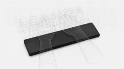 Дубовая подставка под запястья Geekboards (темная), схема использования с клавиатурой