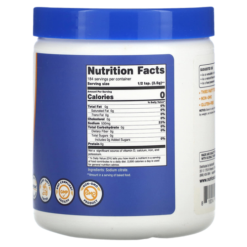 Nutricost, цитрат натрия, без добавок, 454 г (16 унций)