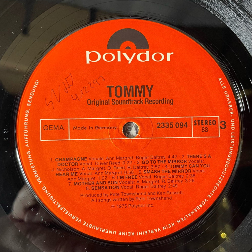 Винтажная виниловая пластинка LP Tommy Томми Музыка К Кинофильму (Soundtrack Recording) (Германия 1975) (Eric Clapton, The Who, Elton John и др)