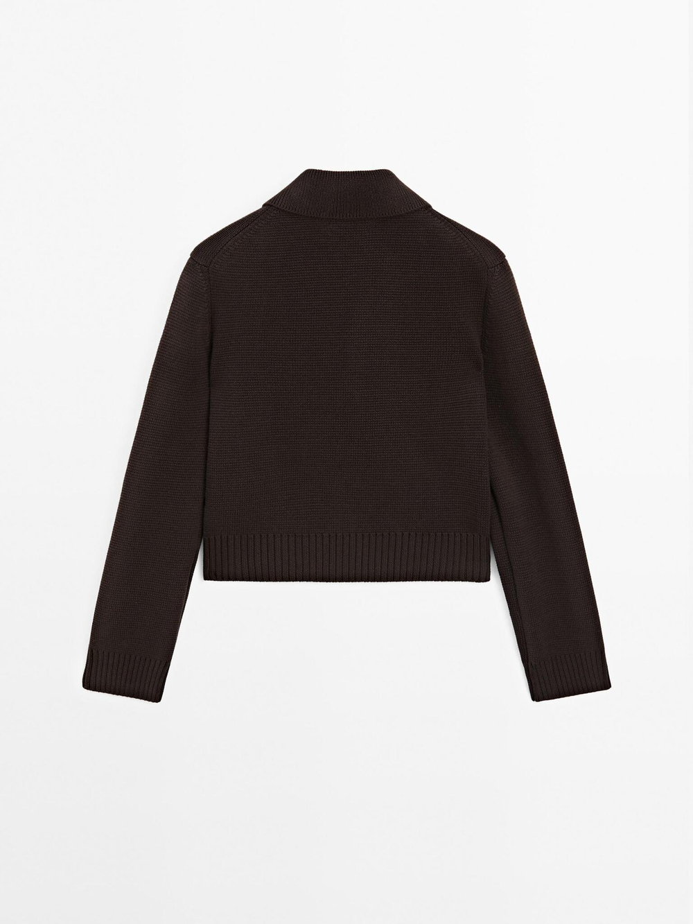 Massimo Dutti Двубортный трикотажный кардиган из 100% хлопка, коричневый