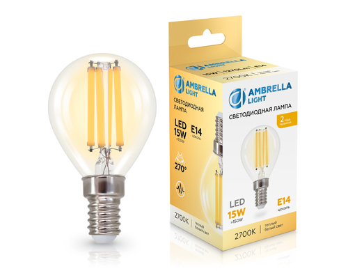 Лампа светодиодная Filament 451533 LED P45 15W E14 2700K 220-240V